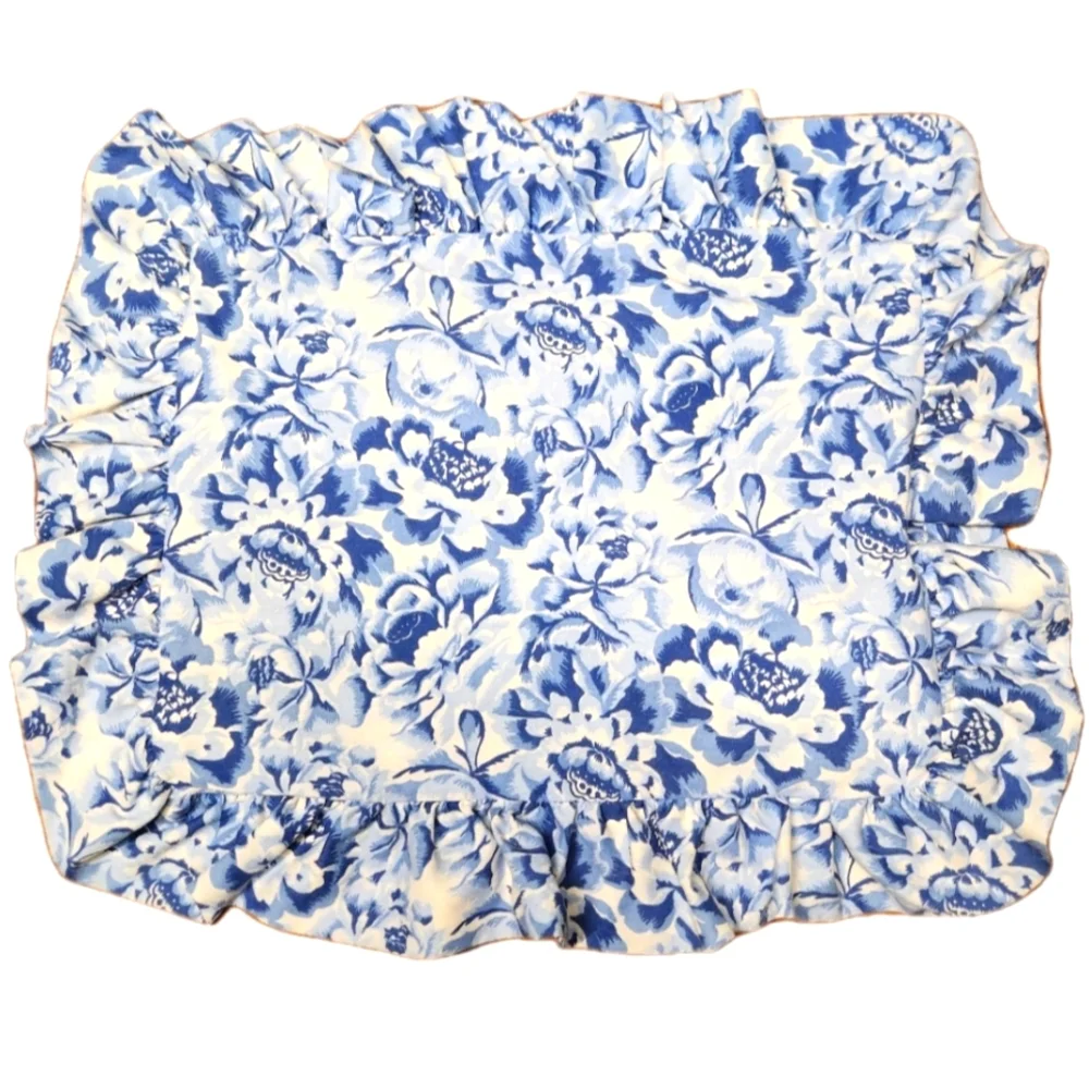 VTG NWOT Laura Ashley Palace Garden Blue & White Floral Pillow Cover